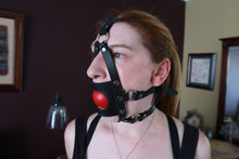 Load image into Gallery viewer, Harness Muzzle Gag with Open Hole - Black / Blue / Red / White - also with Inflatable Option