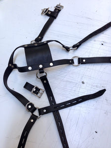 LOCKING Harness Muzzle - Black / Blue / Red / White - Optional Forehead Strap